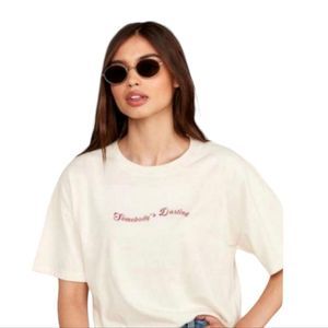 MATE the Label NWT The Roxy Cropped Tee Somebody's Darling in Bone women…